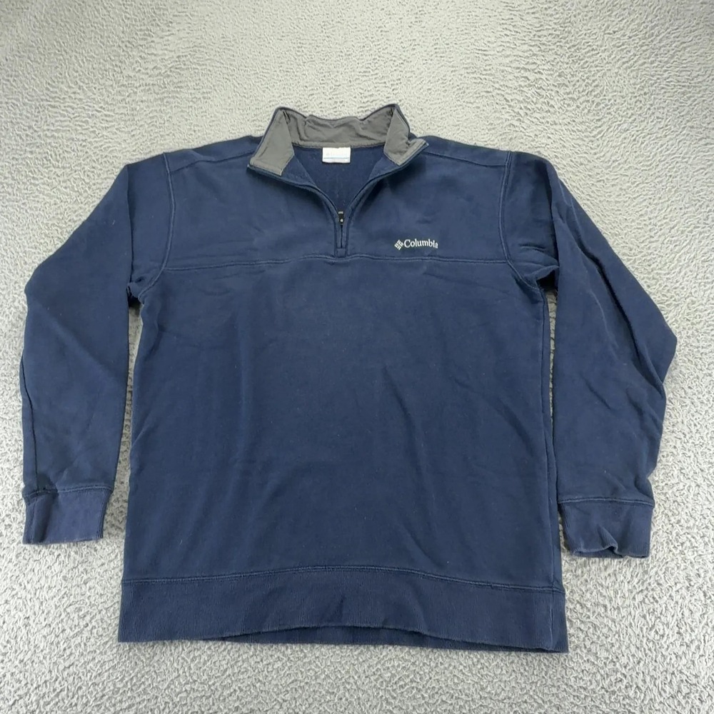 Columbia Sportswear Mens Medium Navy Blue Fleece 1/4 Zip Pullover Sweatshirt